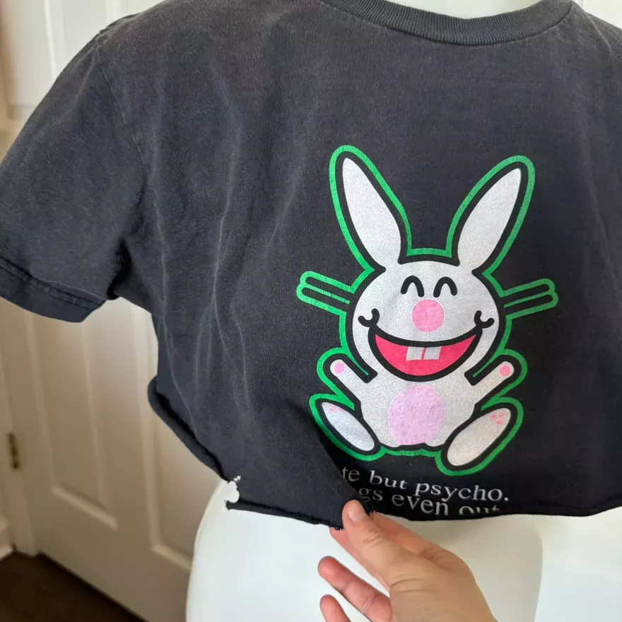 Happy Bunny Y2K Cropped Top Small