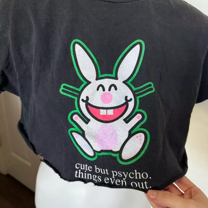 Happy Bunny Y2K Cropped Top Small