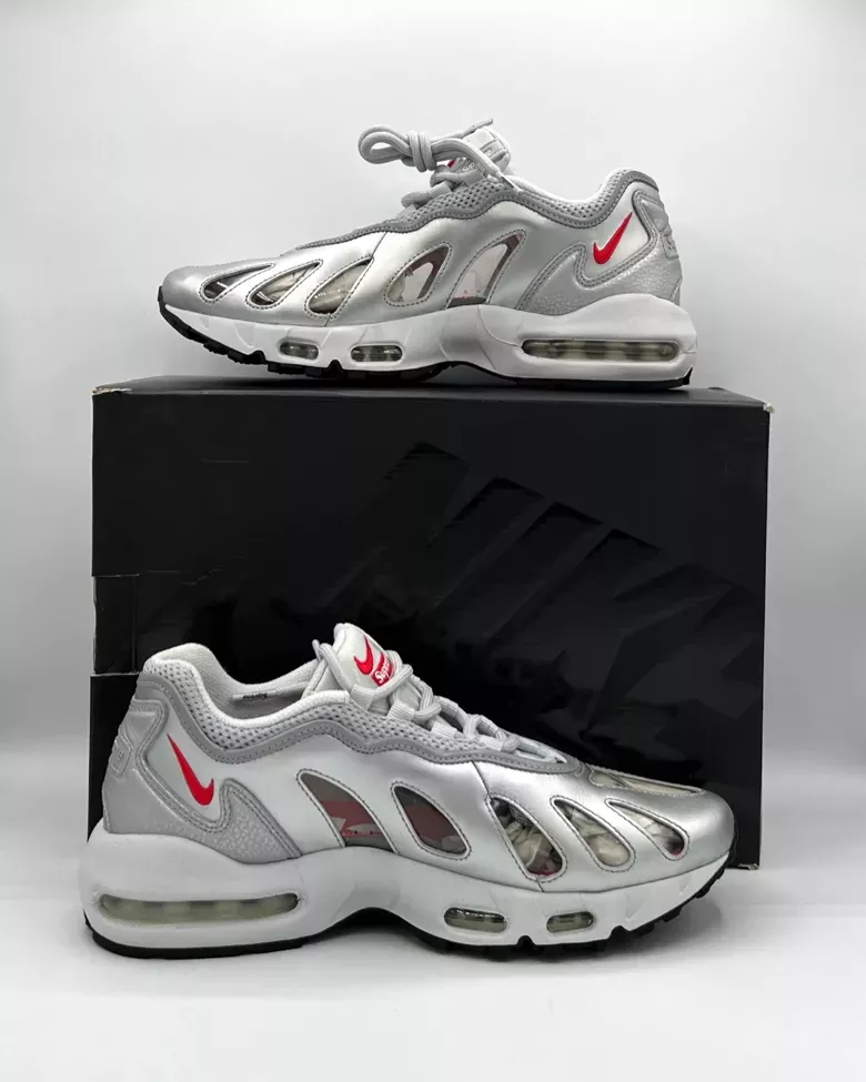 Nike Air Max 96 Supreme Metallic Silver Size 9 Pre-Owned