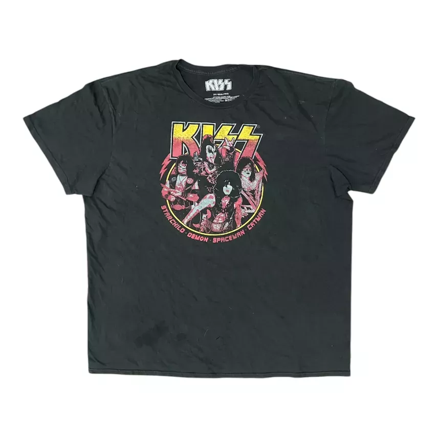 2XL Black KISS band graphic Tee