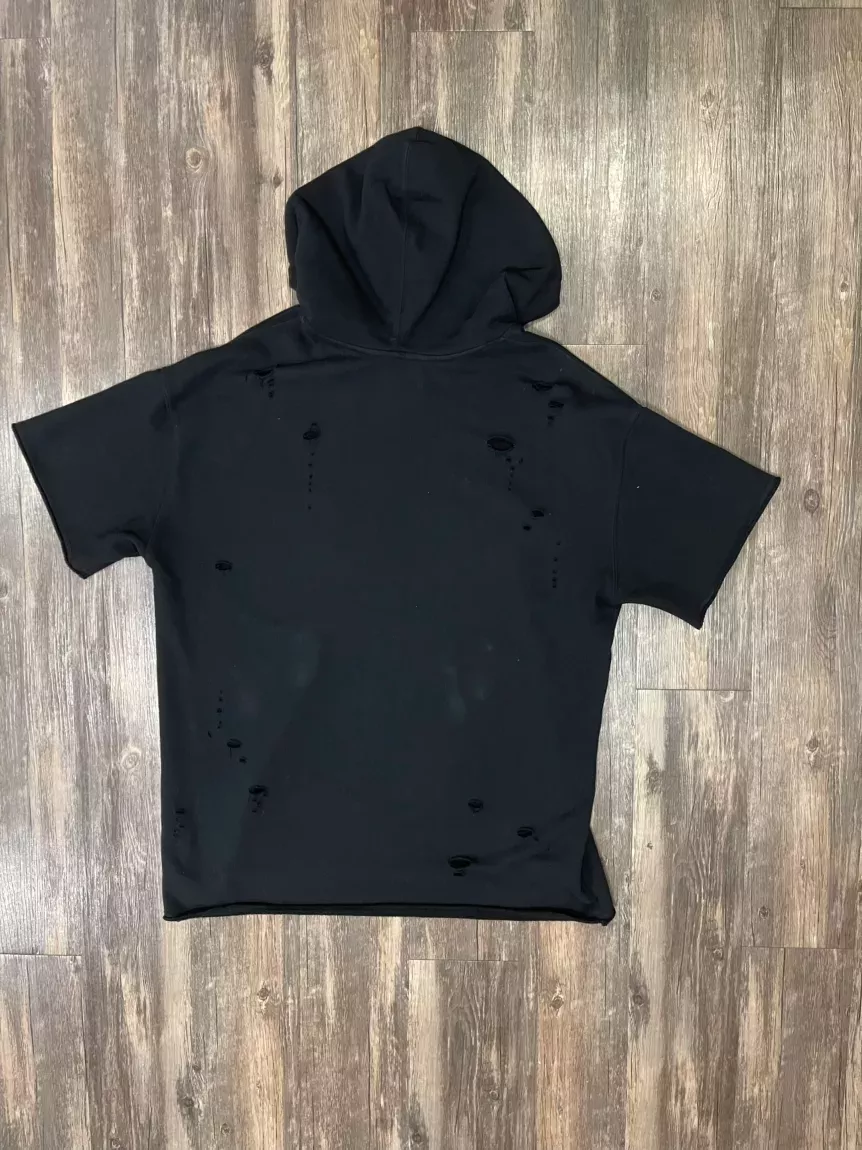 XL Distressed Short Sleeve Hoodie