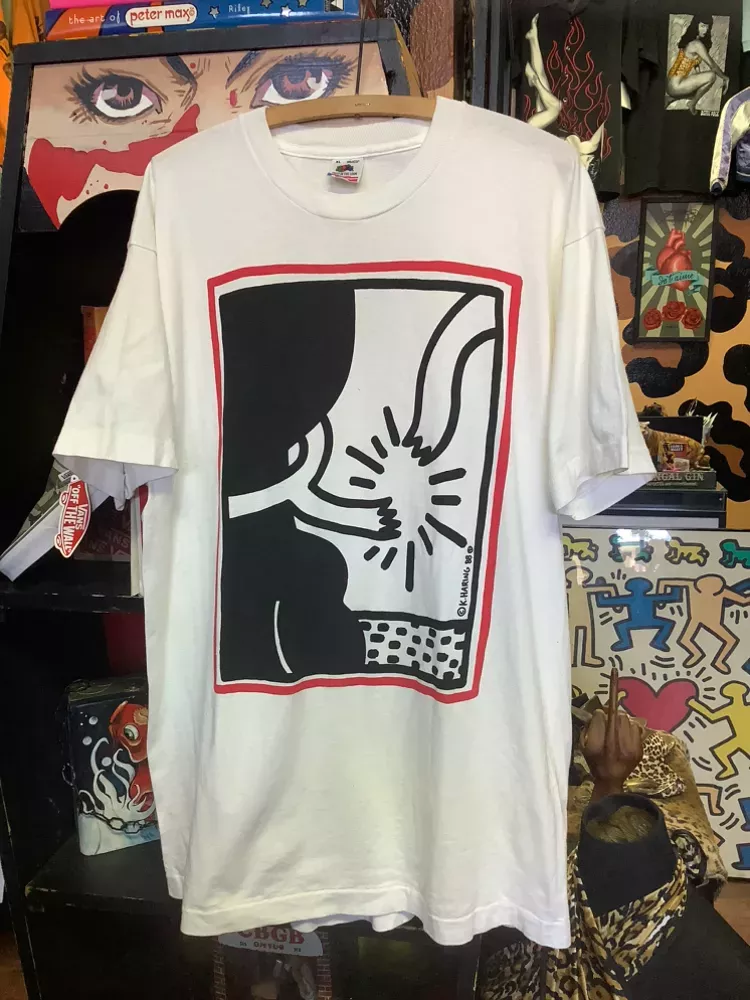 Vintage Dead☠️Stock Keith Haring Free South Africa Art T
