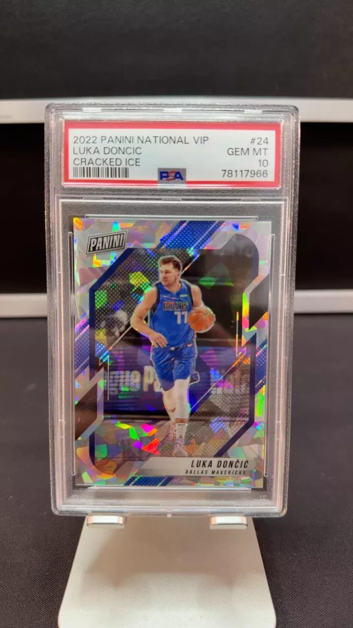 2022 Panini National VIP Luka Doncic /99 Cracked Ice PSA 10