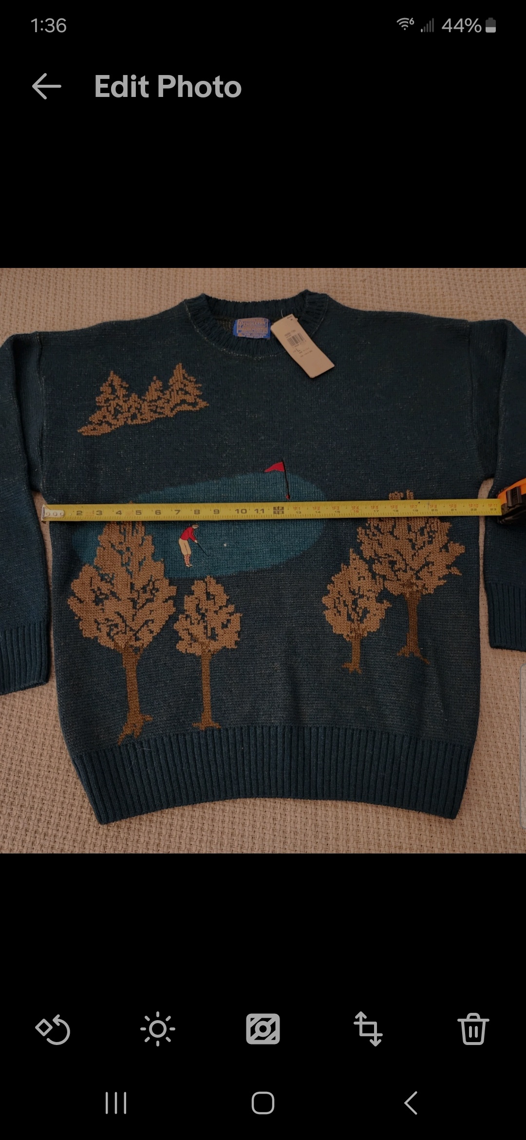 Pendleton 100% Virgin Wool Dark Green Golf Scene Sweater USA Made Large NWT