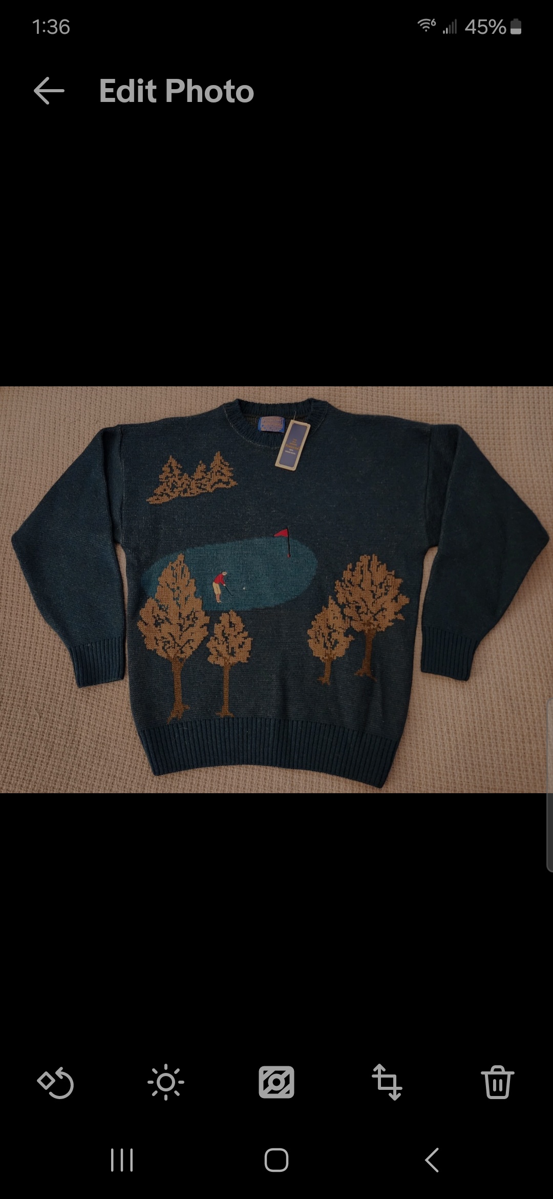 Pendleton 100% Virgin Wool Dark Green Golf Scene Sweater USA Made Large NWT