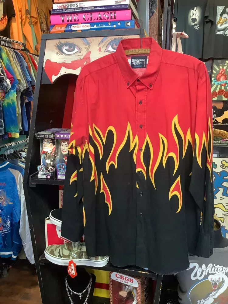 Vintage 90s Brooks & Dunn FLame Button Down Shirt