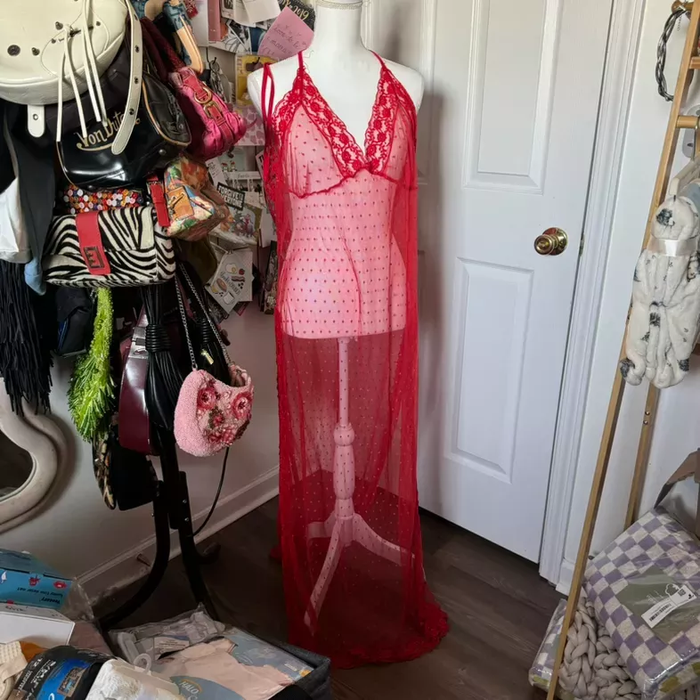 Red lace slip