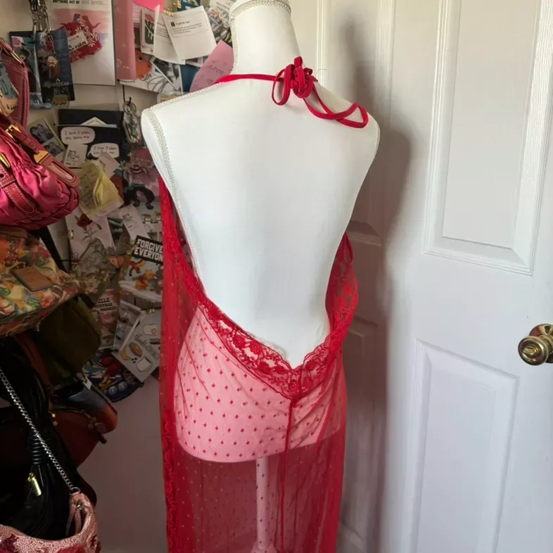 Red lace slip