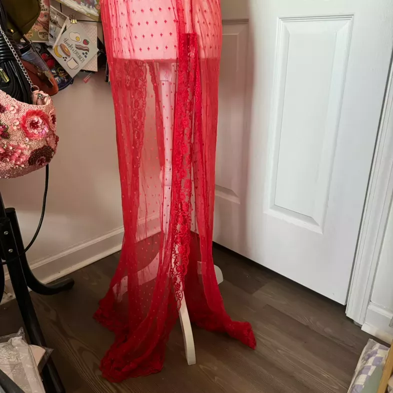 Red lace slip