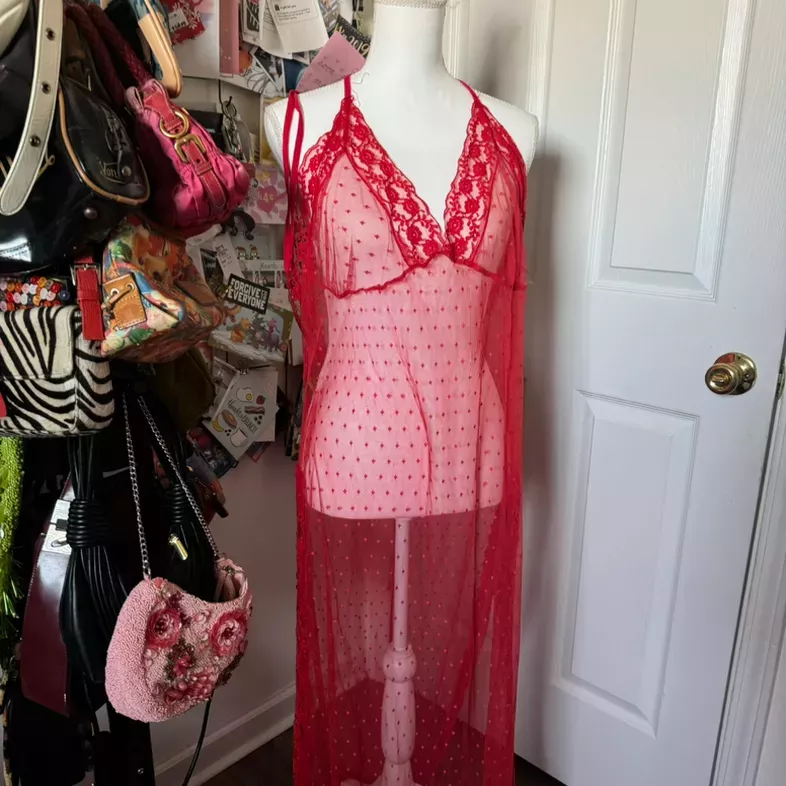 Red lace slip
