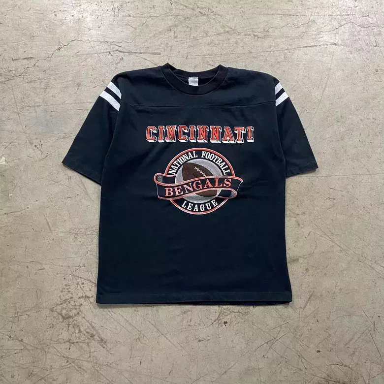 Black 1980s Cincinnati Bengals Sports 1/2 Sleeve Tee