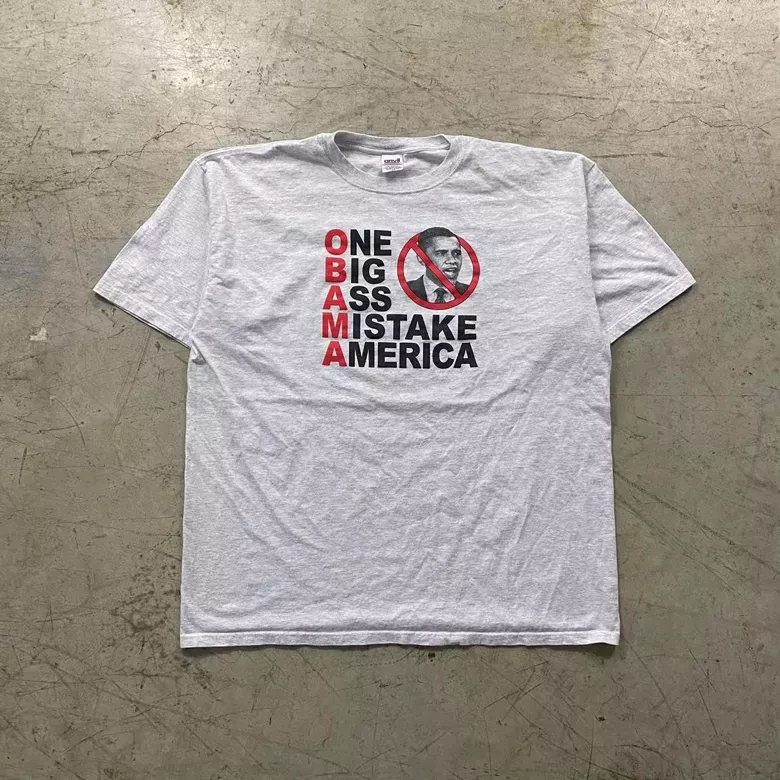 Grey 2000s Obama Funny Political Tee