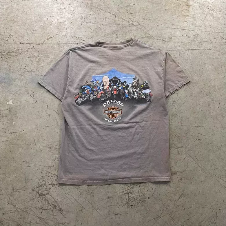Brown 1990s Harley Davidson x Looney Tunes Biker Tee