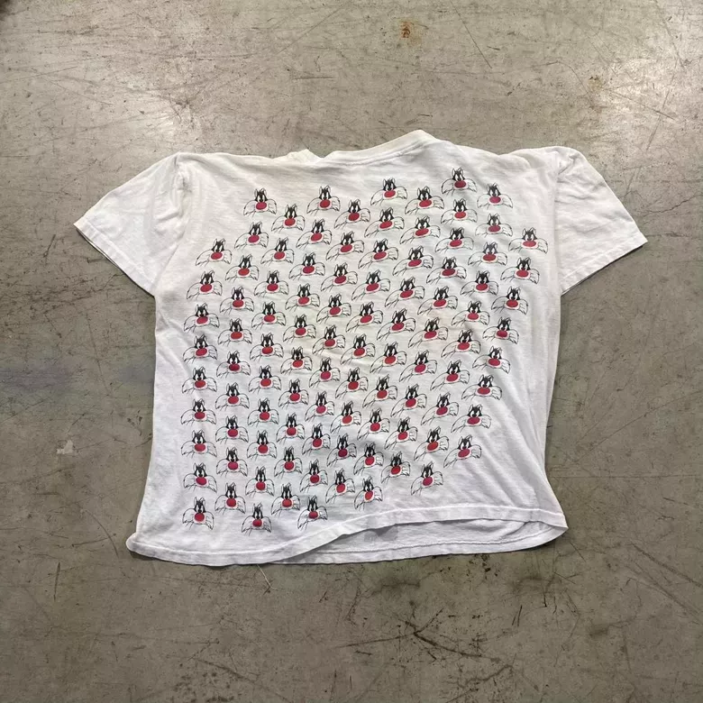 White 1990s Looney Tunes Sylvester AOP Tee