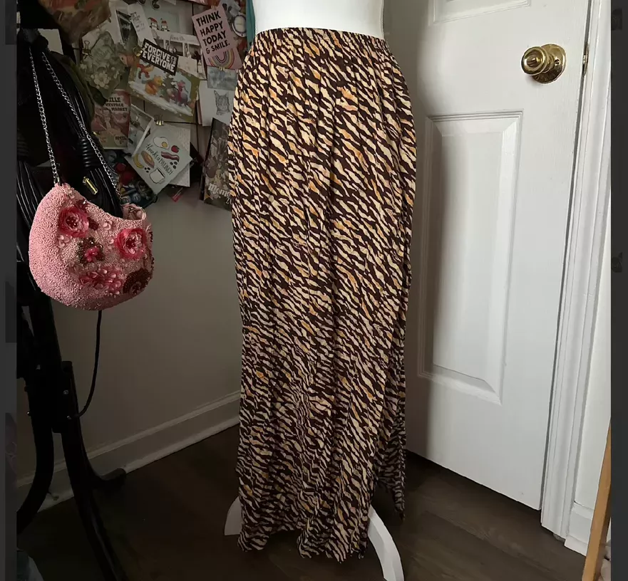 Zebra Brown Maxi Skirt