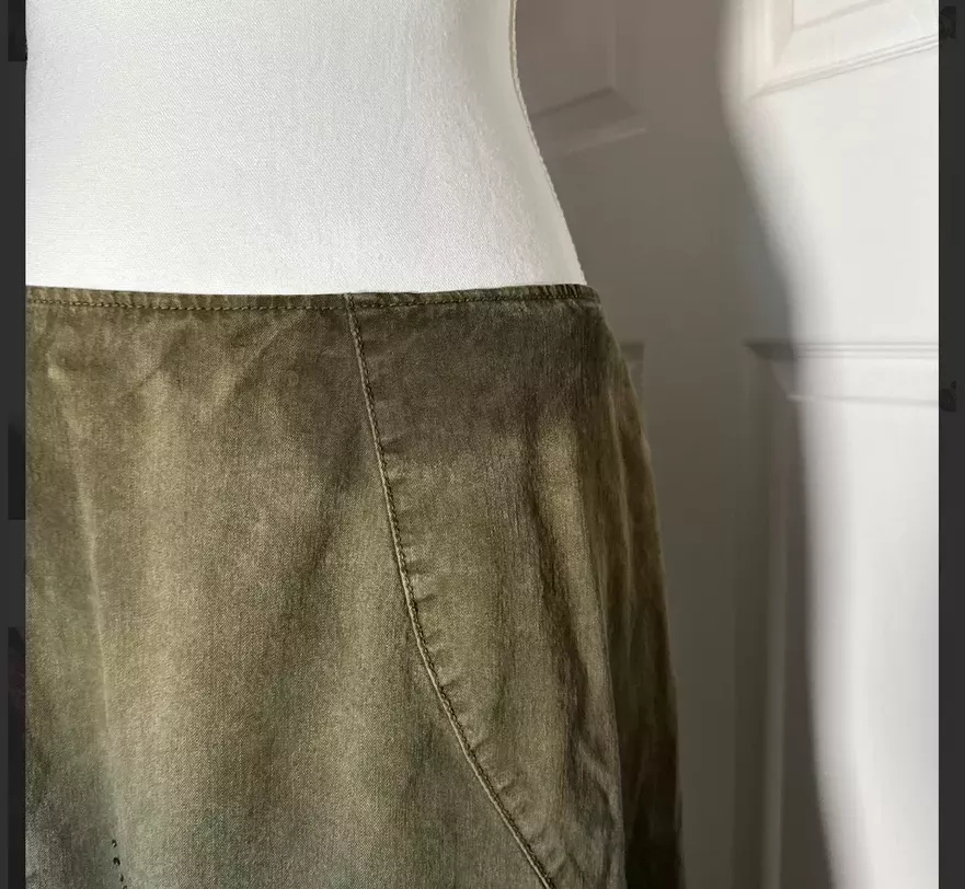 Embroidered Denim Frayed Skirt