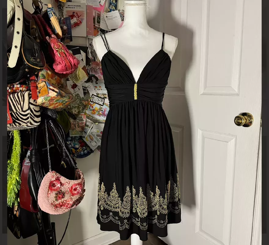 Embroidered Black Dress