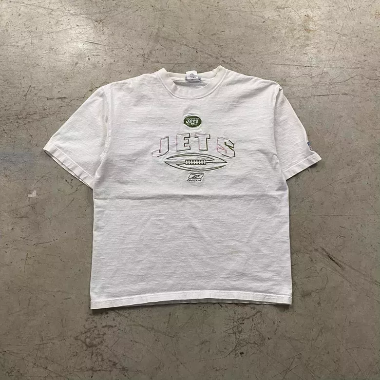 Vintage 00s White NY Jets Embroidered Sports Tee