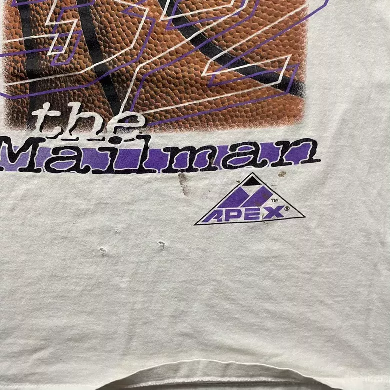Vintage 90s White Karl Malone MVP Sports Tee