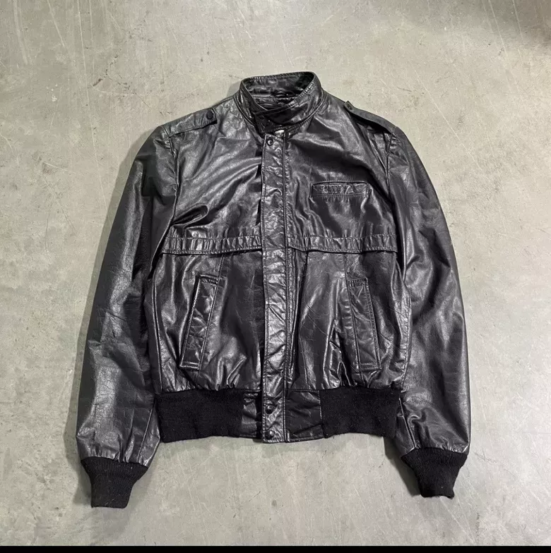 Vintage Leather Bomber Jacket