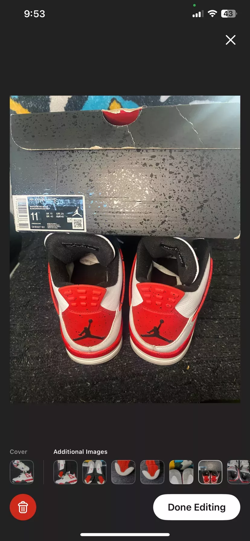 Air Jordan 4 Retro White Fire Red (Size 11)
