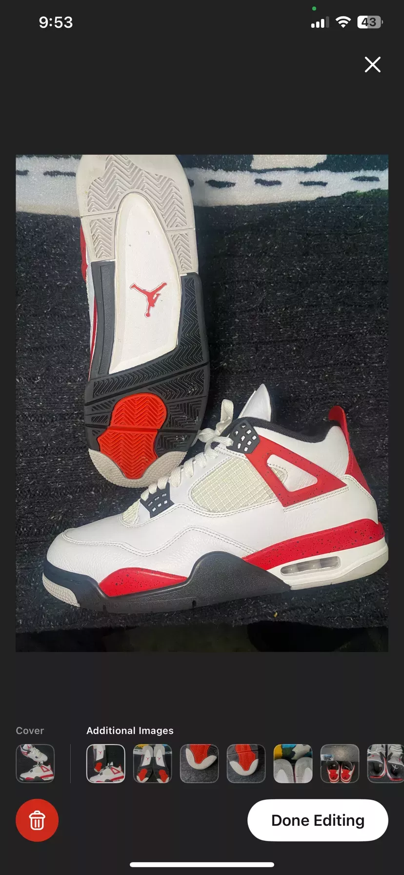 Air Jordan 4 Retro White Fire Red (Size 11)