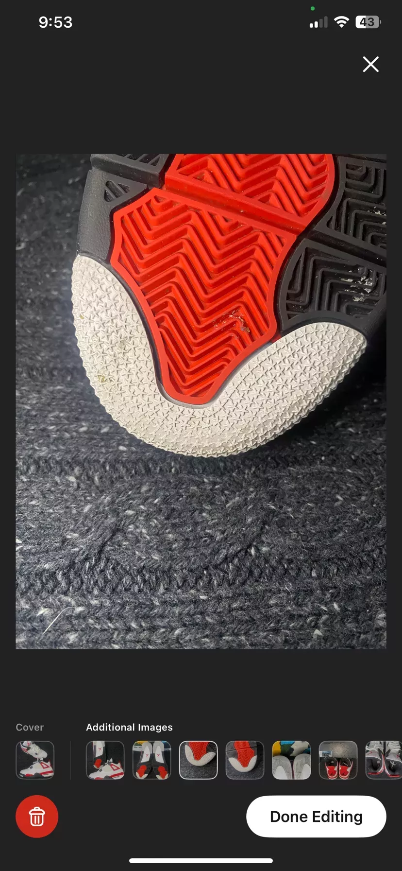 Air Jordan 4 Retro White Fire Red (Size 11)