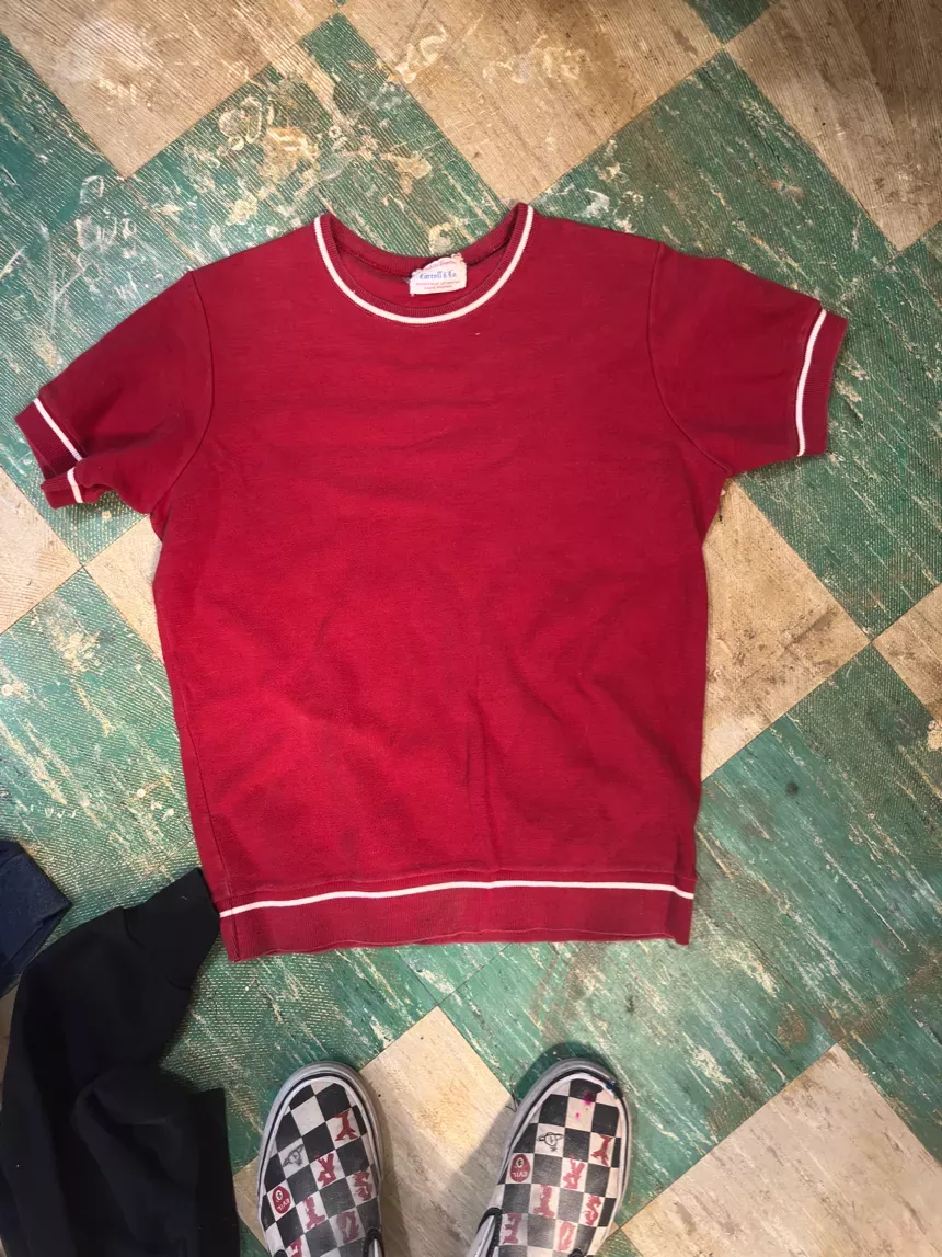 50’s Carroll & Co. Red Trimmed Short-sleeve Sweatshirt