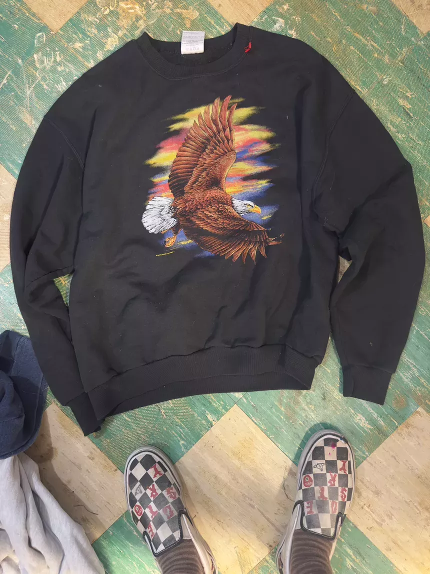 1998 Eagle Print Black Sweatshirt