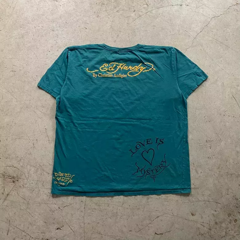 Vtg Teal y2K Ed Hardy Tee