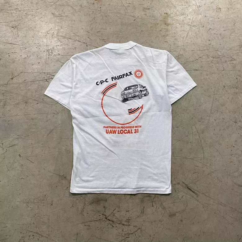 Vintage 80s White Pontiac Grand Prix Car Racing Skater Tee