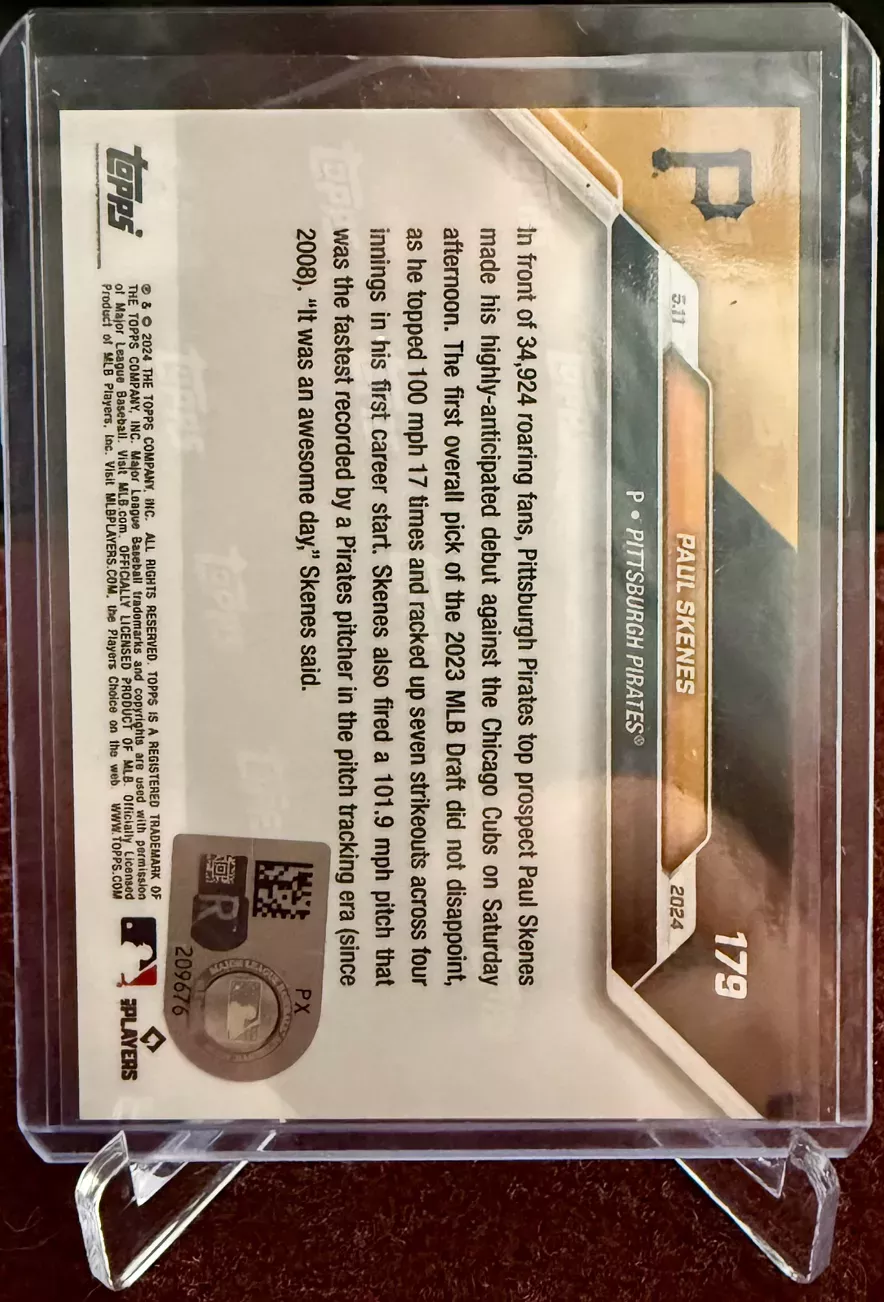 Topps Now Paul Skenes Auto Rookie Card