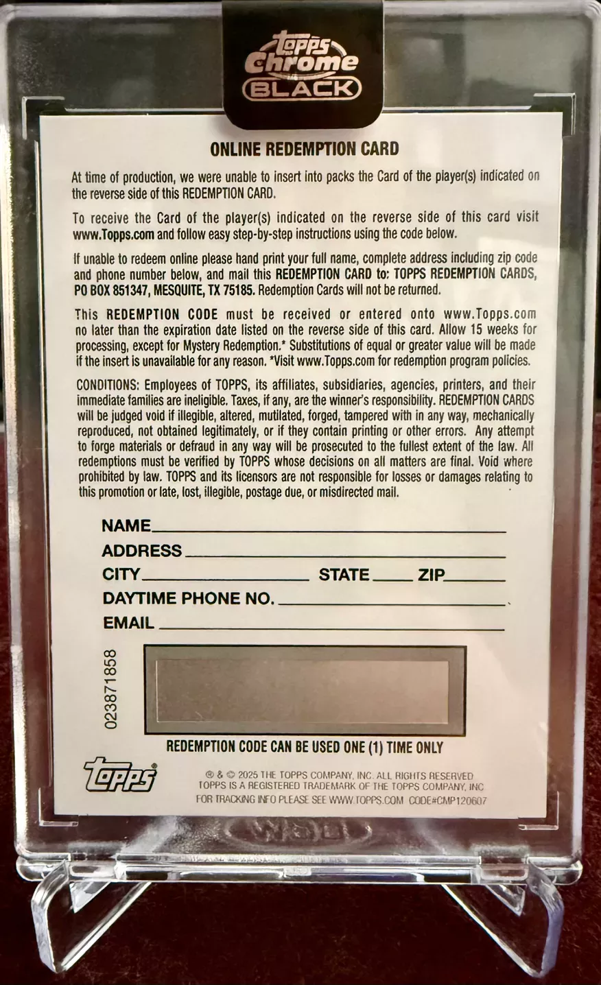 2025 Topps Chrome Black Roki Sasaki Auto Redemption /50