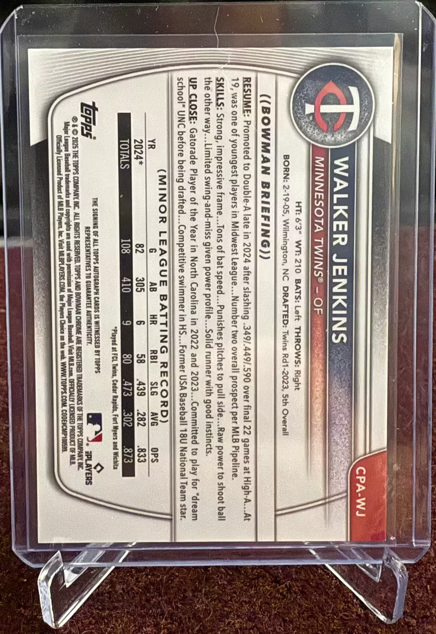 2025 Bowman Chrome Walker Jenkins Auto Gold Shimmer 35/50