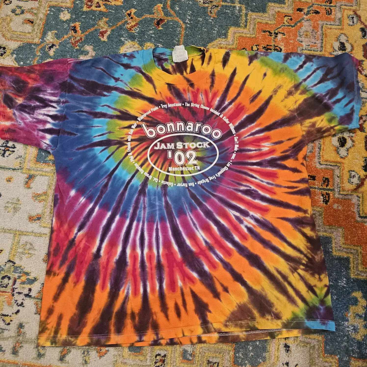 Vintage Bonnaroo Jam Stock '02 Tie Dye T-Shirt Sz XL