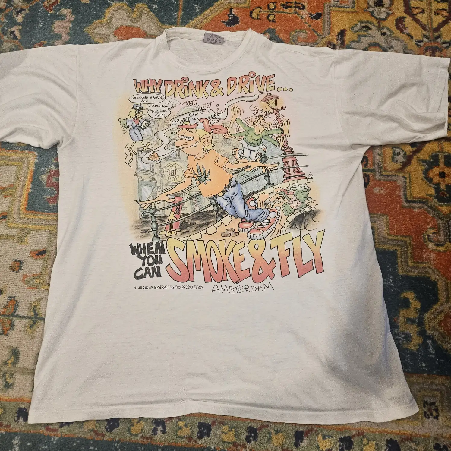 90s Vintage Amersterdam Weed Tee SZ XL Rare!