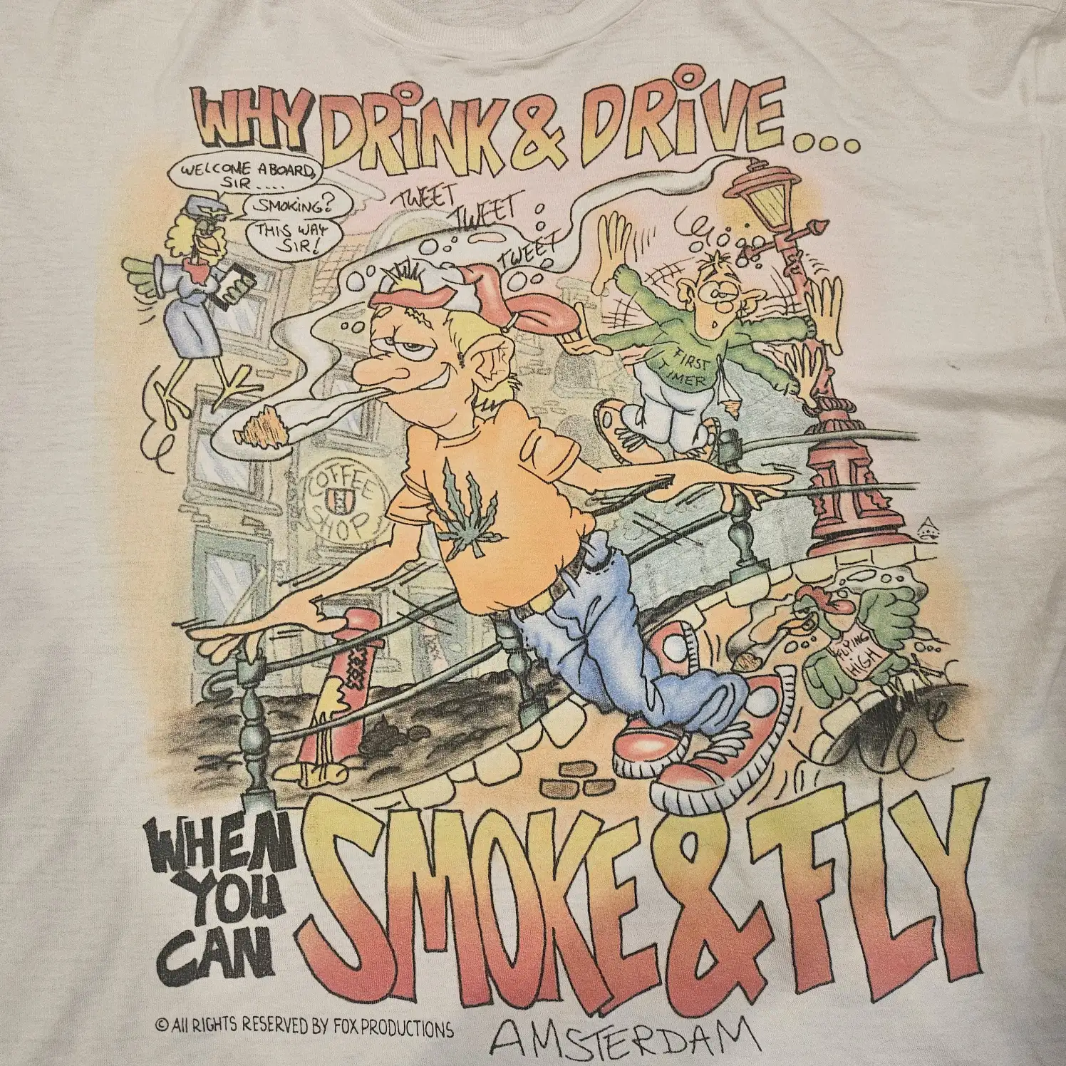 90s Vintage Amersterdam Weed Tee SZ XL Rare!