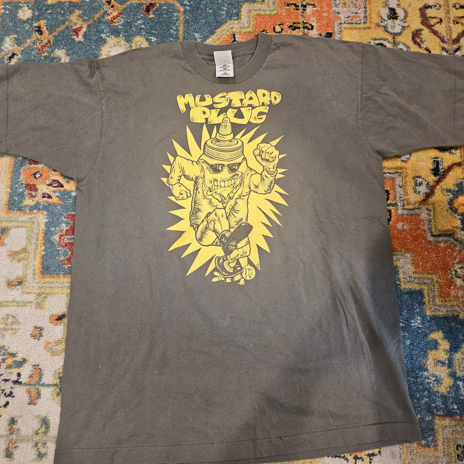 Vintage Mustard Plug Skate Tee Sz XL