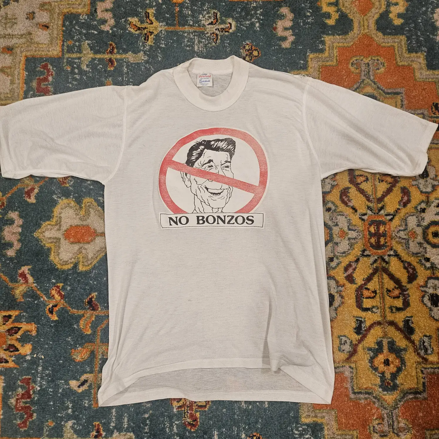 Vintage 80s No Bonzos Tee Reagan Political SZ Large