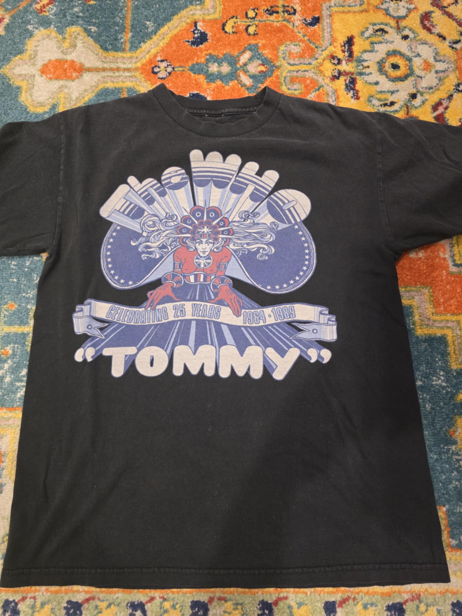 Vintage Tommy Celebrating 25 Years Black Tee Sz Large
