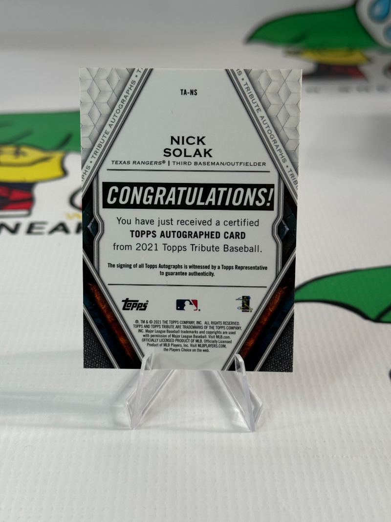 Nick Solak 2021 Topps Tribute On Card Auto /199