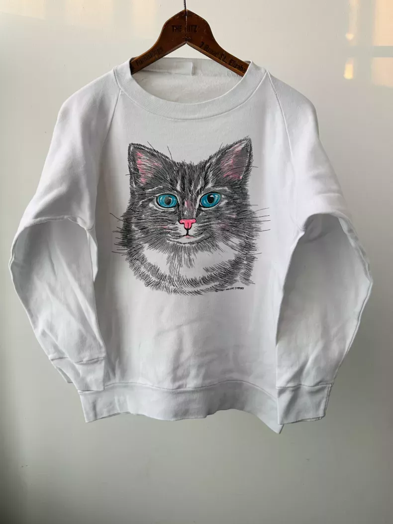 Vintage 80s Kitty Crewneck Sweatshirt
