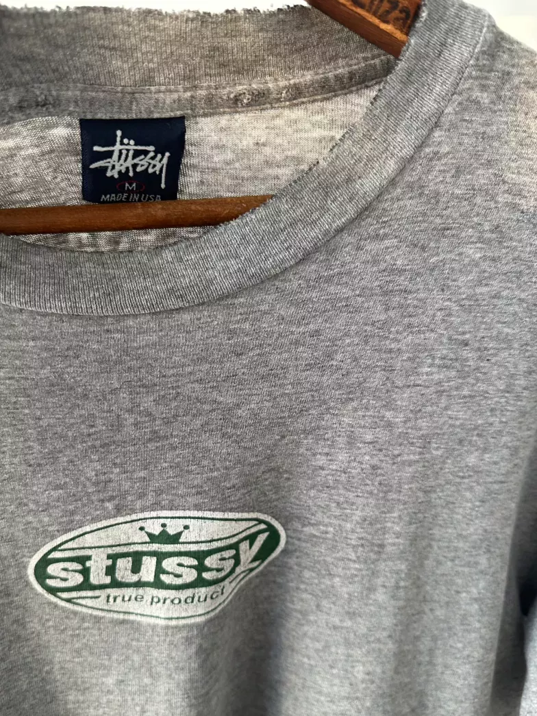 90s Stussy True Product Gray T-Shirt