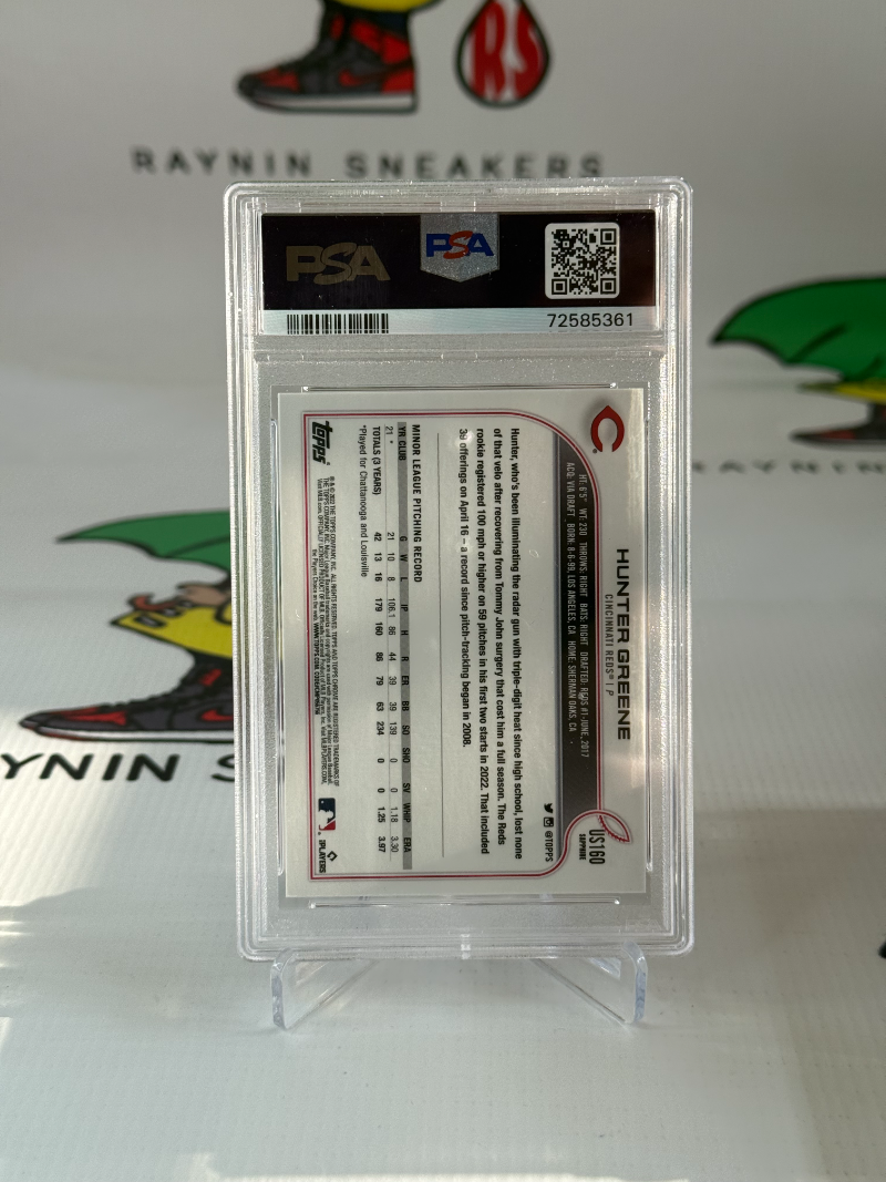 Hunter Greene 2022 Topps Chrome Sapphire Update Rookie PSA 9