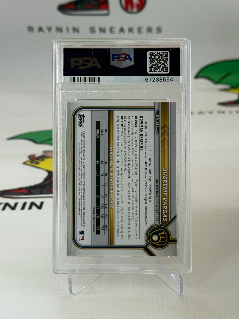 Jheremy Vargas 1st Bowman 2022 Bowman Baseball /75 PSA 10