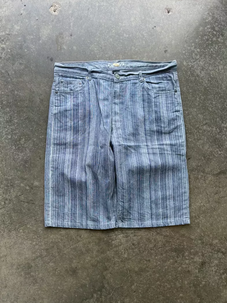 Striped Denim Jean Shorts