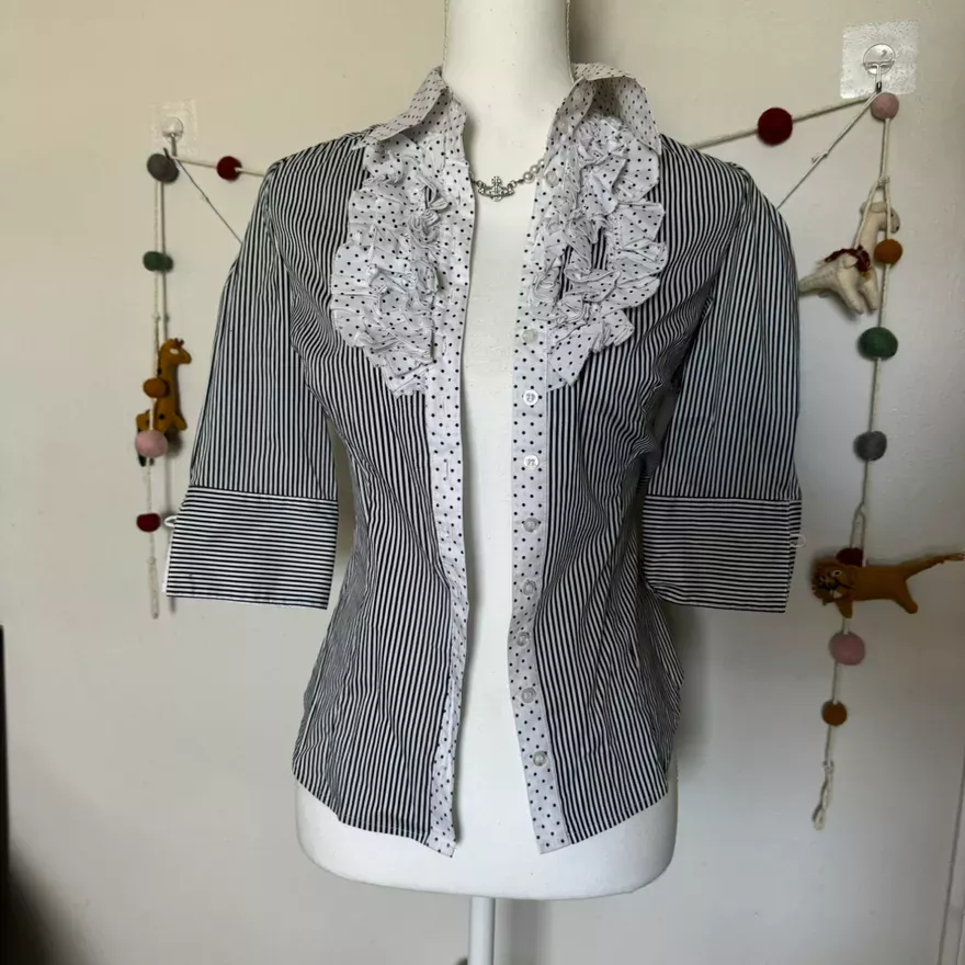 Chic Striped Ruffle Blouse