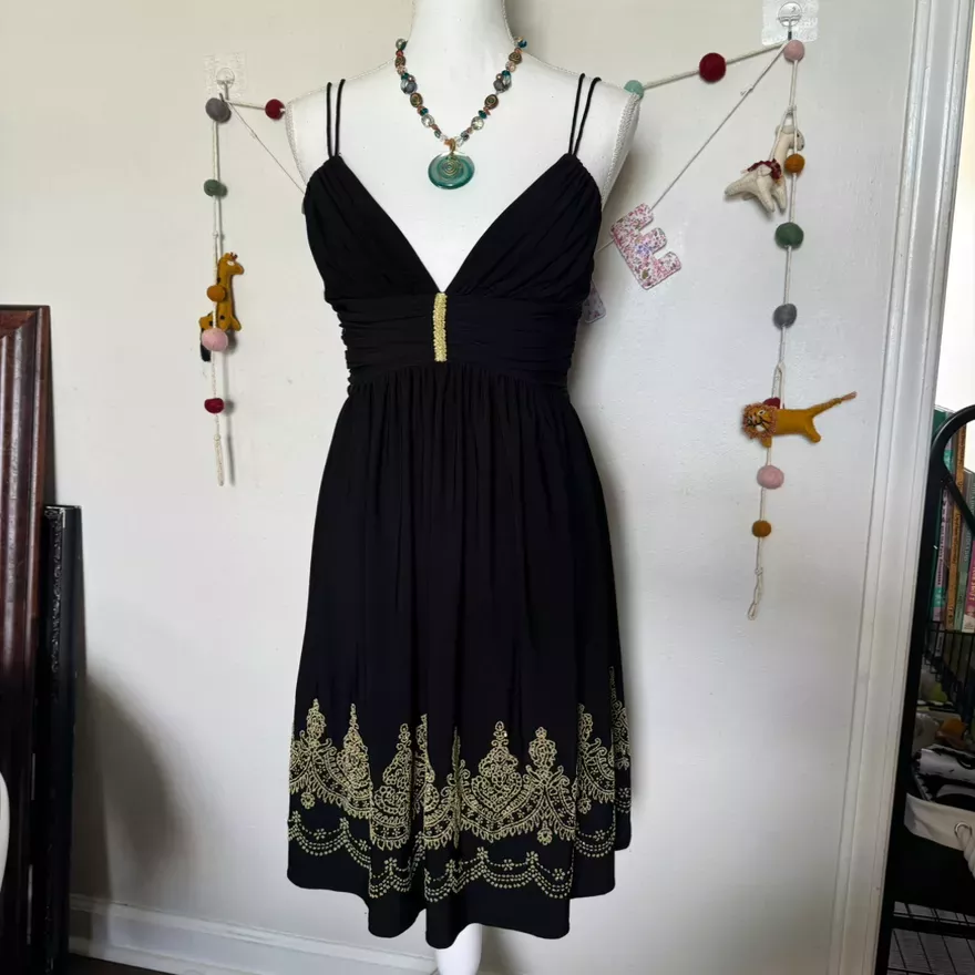Elegant Black Embroidered Party Dress