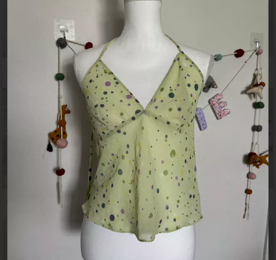 Lime Polka Dot Halter Top