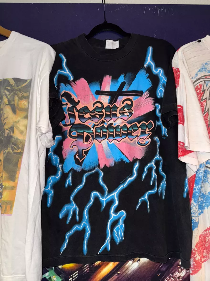 Vintage Jesus Power Black T-Shirt